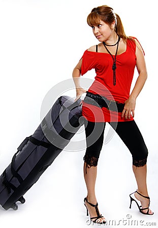 Happy girl going on vacation Stock Photo