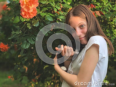 Happy girl and her kitty Stock Photo