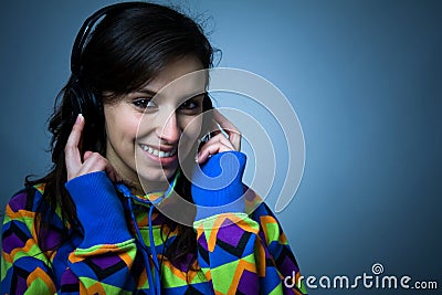 Happy girl listening a music Stock Photo