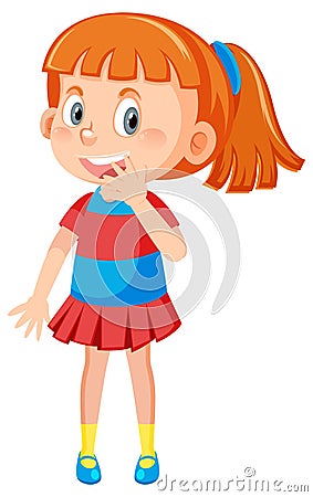 A happy girl with ponytail hair Vector Illustration