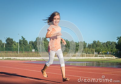 Happy girl run Stock Photo