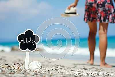 A Happy girl at the seaside vacation travel weekend Stock Photo