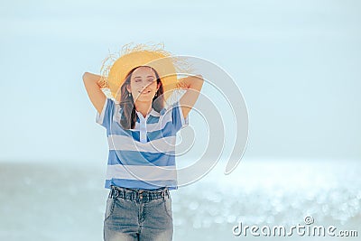 Woman Proposing to Her Beloved Partner at the Beach Stock Photo