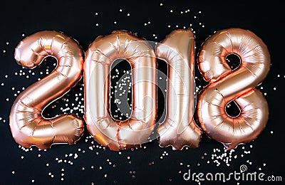 Happy 2018 gold New Year Balloons Stock Photo