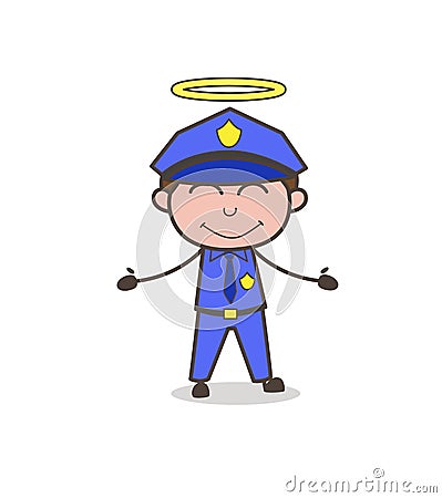 Happy Good Soul Officer with Halo Vector Stock Photo