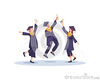 Happy graduated students concept illustration Vector Illustration