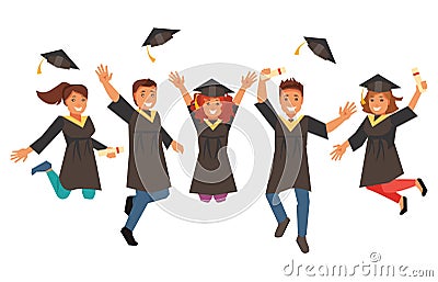 Happy graduates. Vector illustration Vector Illustration