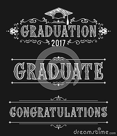 Happy Graduation day. Congratulations in Victorian style Vector Illustration