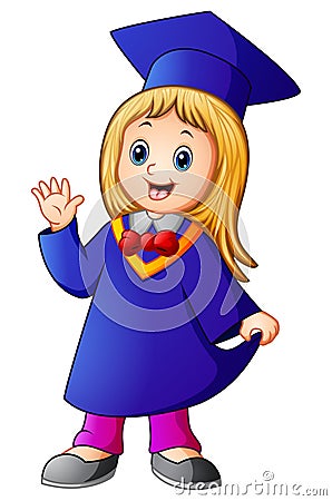 Happy graduation girl cartoon Vector Illustration