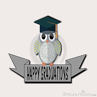 Happy Graduations Owl Flat Design Vector Illustration