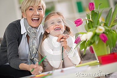 Happy grandma and little girl Stock Photo