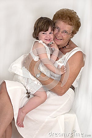 Happy Grandmother and Granddaughter (2) Stock Photo