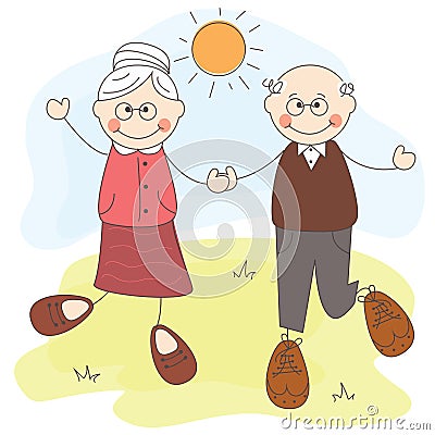 Happy grandmother and grandfather Vector Illustration