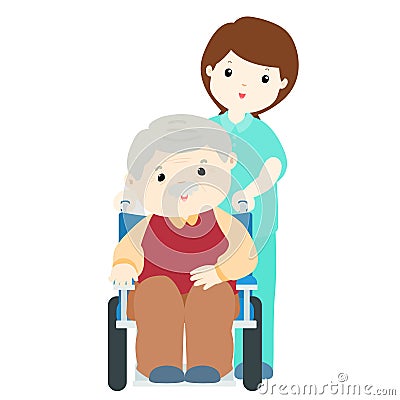 Happy grandpa at nursing home Vector Illustration