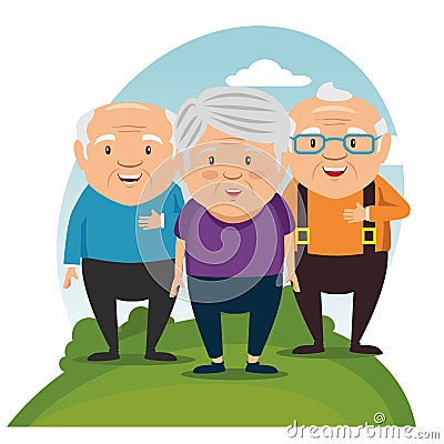 Happy grandparents cartoon Vector Illustration
