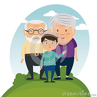 Happy grandparents cartoon Vector Illustration