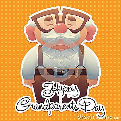 Happy grandparents day background with cute grandfather Vector Illustration