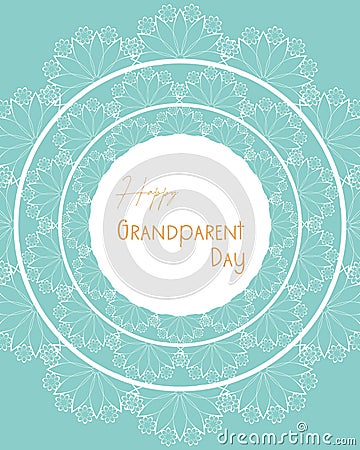 Happy Grandparents day blue card, lace vintage style. Vector Illustration