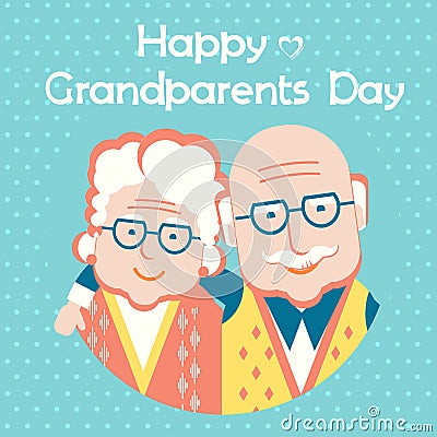 Happy Grandparents Day card with text.Vector flat style Vector Illustration