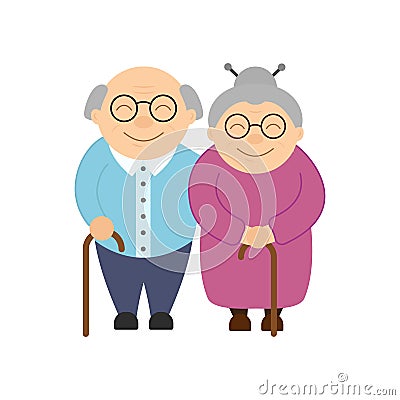 Happy grandparents. Elderly people. Grandparent`s day Vector Illustration