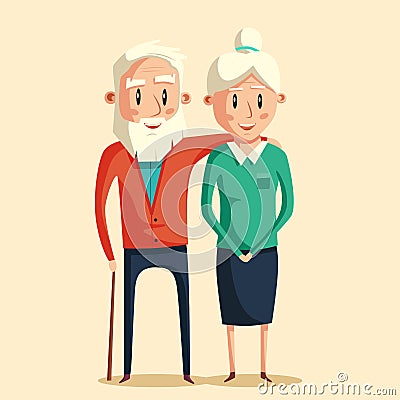 Happy grandparents. Vector cartoon illustration Vector Illustration