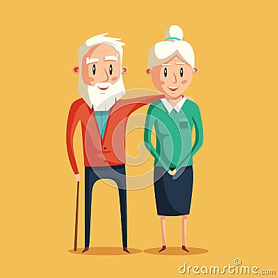 Happy grandparents. Vector cartoon illustration Vector Illustration