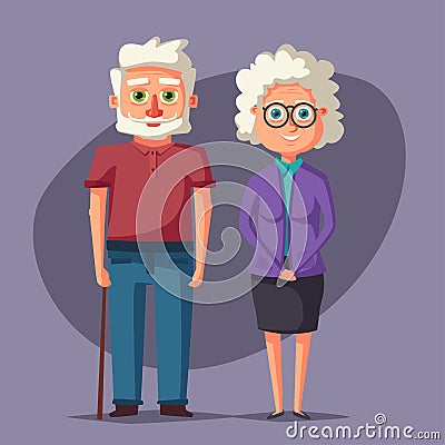 Happy grandparents. Vector cartoon illustration. Grandparents day Vector Illustration