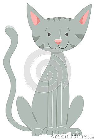 Happy gray cat cartoon animal character Vector Illustration