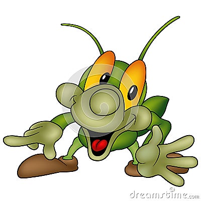 Happy Green Bug Vector Illustration