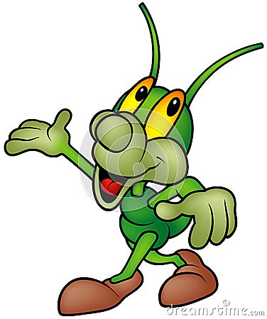 Happy Green Bug - walking Vector Illustration