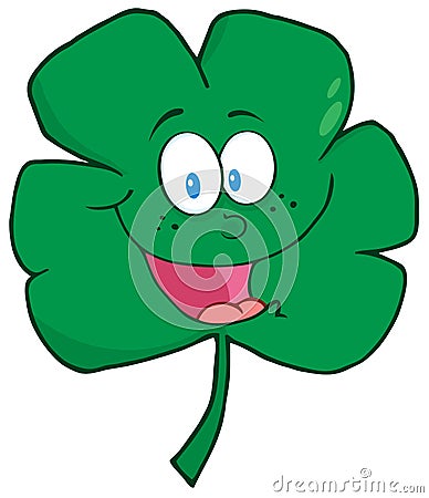 Happy green clover cartoon character Vector Illustration
