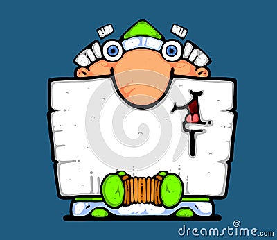 Happy green Santa Claus with harmonic Stock Photo