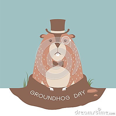 Happy Groundhog card background Vector Illustration