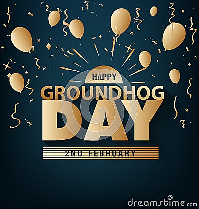 Happy groundhog day card holiday Vector Illustration