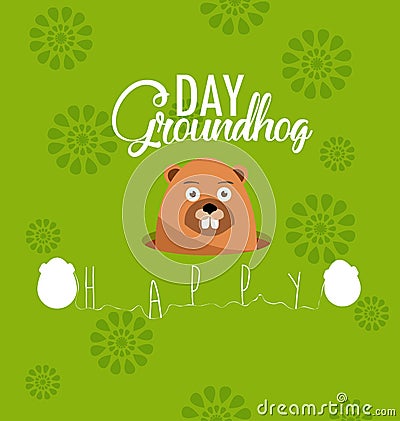 Happy groundhog day card holiday Vector Illustration