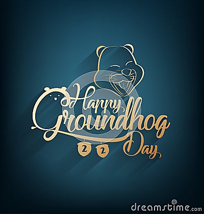 Happy groundhog day card holiday Vector Illustration