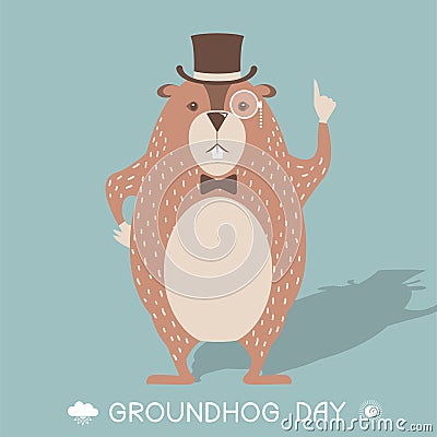 Happy Groundhog day card illustration Vector Illustration