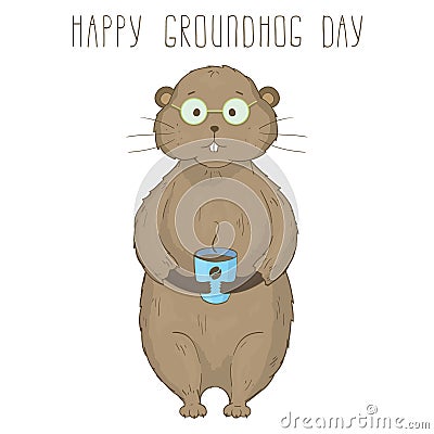 Happy Groundhog Day greeting card Vector Illustration