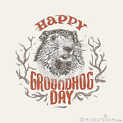 Happy Groundhog Day illustration. Vector. Vector Illustration