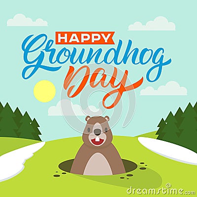 Happy Groundhog Day Vector Illustration