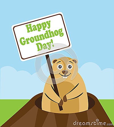 Happy Groundhog Day Vector Illustration