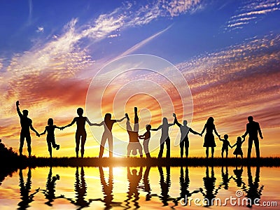 Happy group of diverse people, friends, family, team together Stock Photo