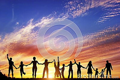 Happy group of diverse people, friends, family together Stock Photo