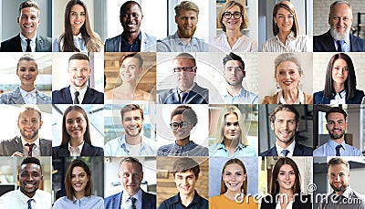 Happy group of multiethnic business people men and women. Multicultural faces looking at camera Stock Photo