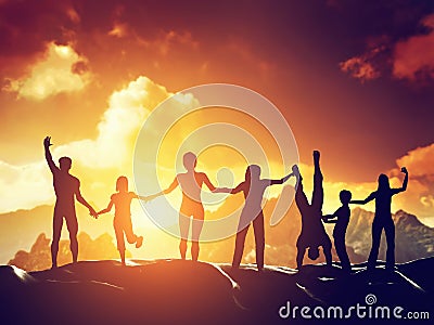 Happy group of people, friends, family having fun together Stock Photo