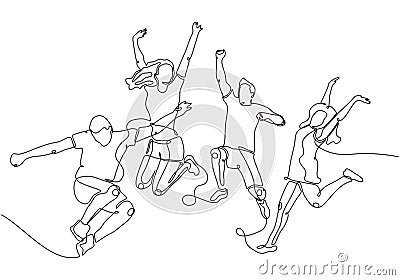 Happy group of people jumping on a white background. The concept of friendship, healthy lifestyle, success. Vector illustration in Vector Illustration