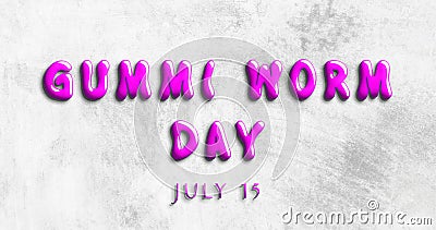 Happy Gummi Worm Day, July 15. Calendar of July Water Text Effect, design Stock Photo