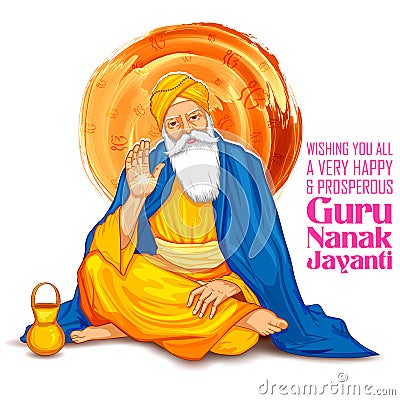 Happy Guru Nanak Jayanti festival of Sikh celebration background Vector Illustration