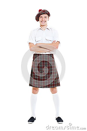 Happy guy in national scotch clothes Stock Photo