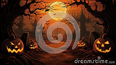 Happy hallooween backgroung flat lay composition on orange paper white pumpkins and bats Stock Photo